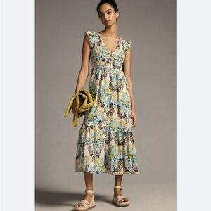 Anthropologie The Peregrine Smock Midi Dress